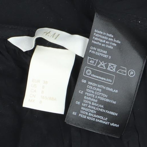 H&M Women's Black Embroidered Tunic Blouse - Size 10