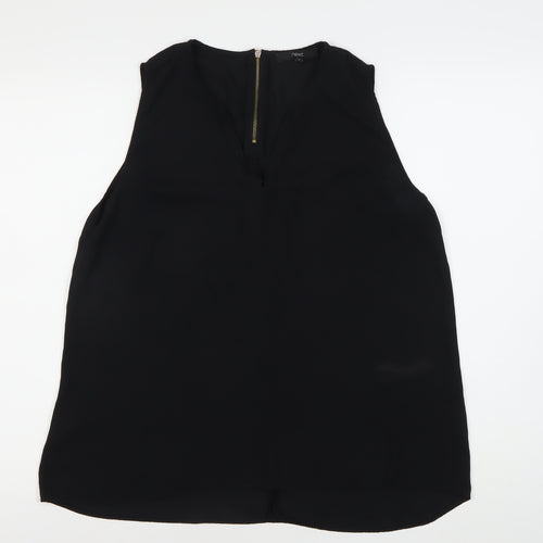 Next Women Black Polyester Zip Tank Top Size 18
