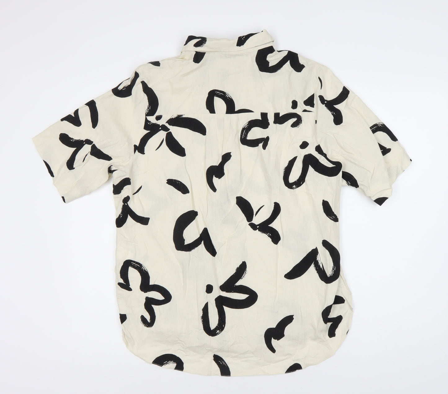 New Look Women's Ivory Floral Button-Up Shirt, Size 12