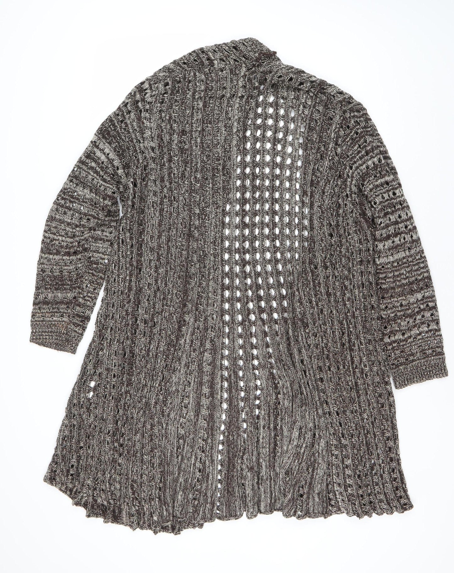 Women's Brown Open-Knit Jumper L Size