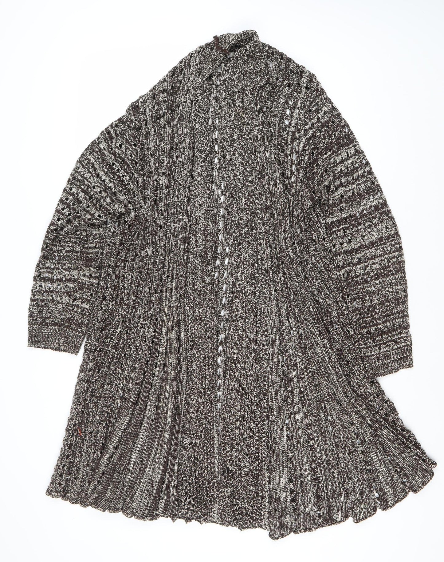 Women's Brown Open-Knit Jumper L Size