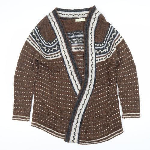 Staring at Stars Women's Brown Geometric Open Front Cardigan S