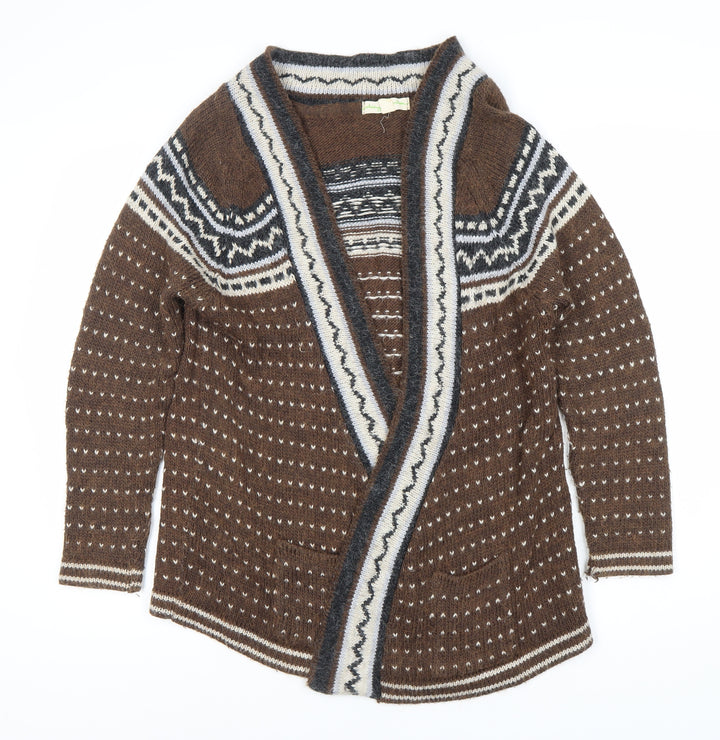 Staring at Stars Women's Brown Geometric Open Front Cardigan S