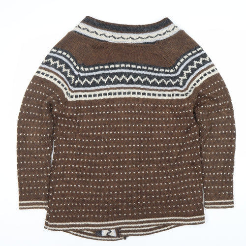 Staring at Stars Women's Brown Geometric Open Front Cardigan S