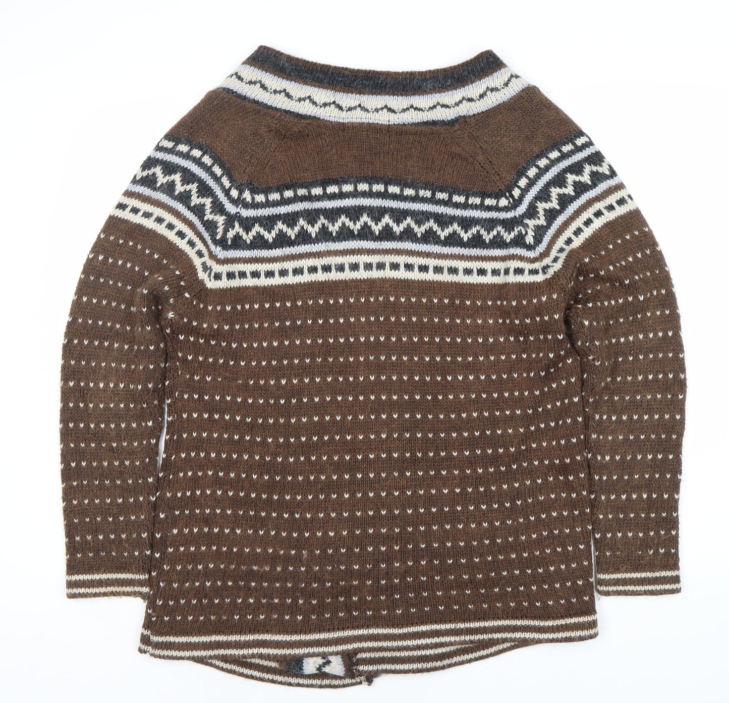Staring at Stars Women's Brown Geometric Open Front Cardigan S