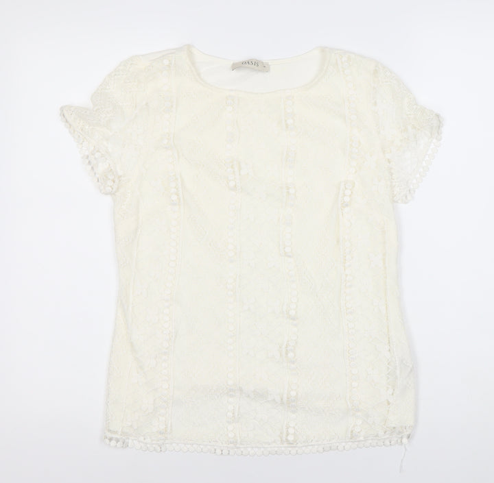 Oasis Women’s White Lace Blouse, Size M