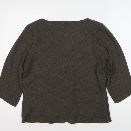 Marks and Spencer Women's Grey V-Neck Blouse, Size 14