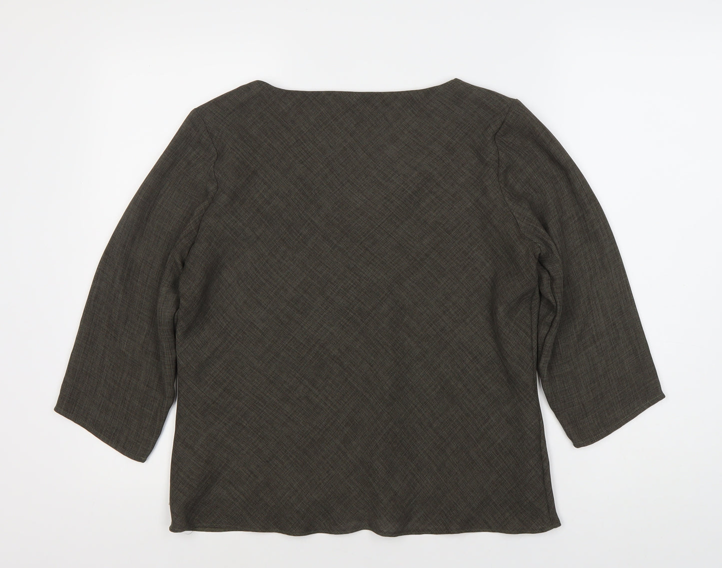 Marks and Spencer Women's Grey V-Neck Blouse, Size 14