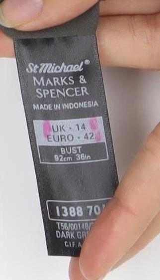 Marks and Spencer Women's Grey V-Neck Blouse, Size 14