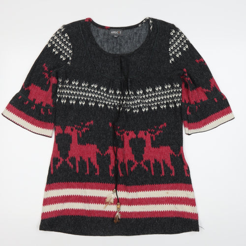 Apricot Women's Grey Tunic Jumper with Reindeer Pattern
