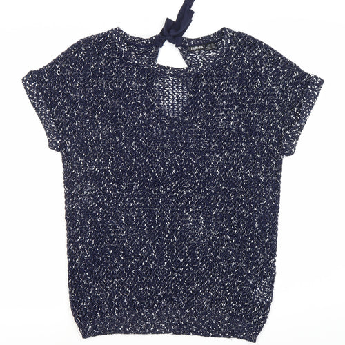 Esmara Women's Blue Open-Knit Bow Jumper, Size 12