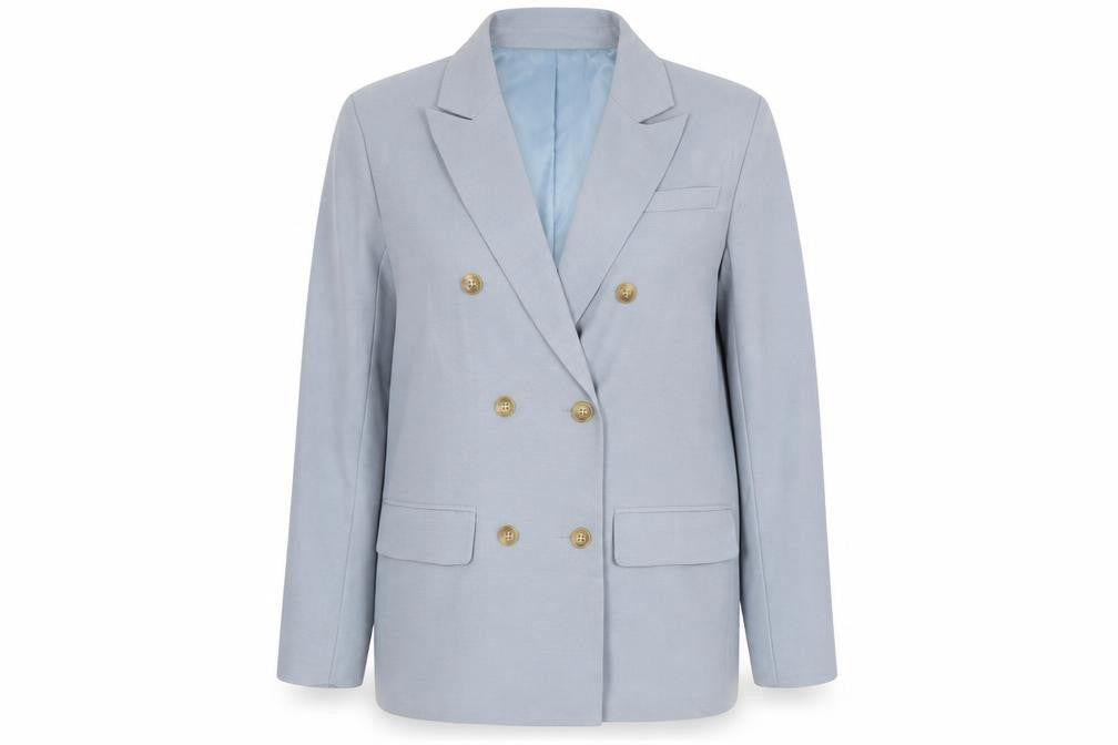 Front view of PRETTYLITTLETHING Women’s Blue Long Blazer -, size UK 6