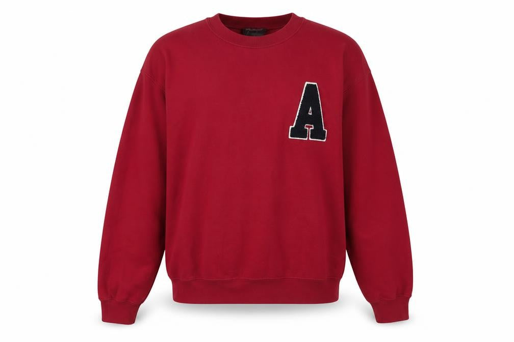 Front view of Reclaimed Vintage unisex red sweatshirt s pullover knit