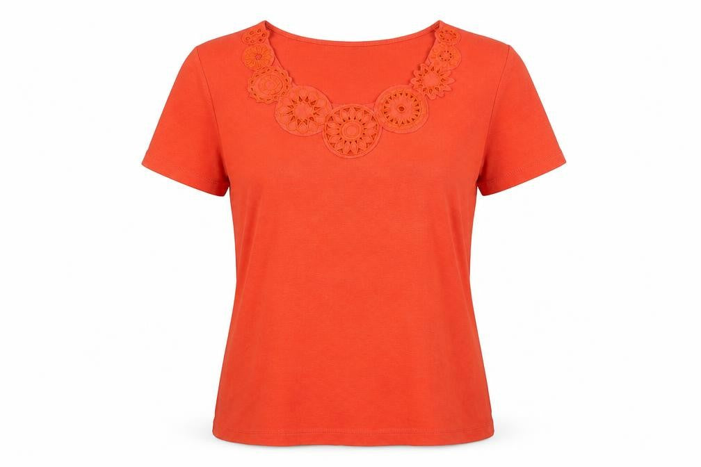 CC Women’s Orange Petites Embroidered T-Shirt Size 8