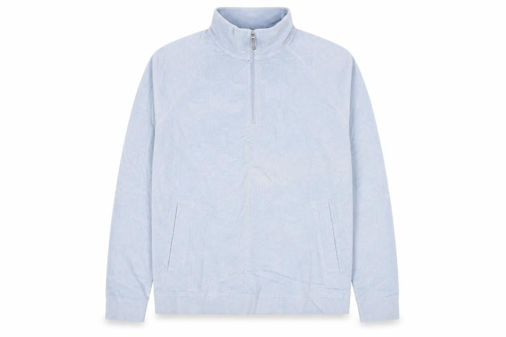Front view of Cotton Traders Men's Blue Corduroy Pullover Sweatshirt (M)