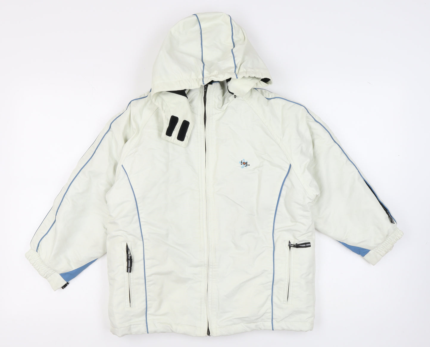 tog24 Girls White Ski Jacket 7-8 Years Winter Hooded
