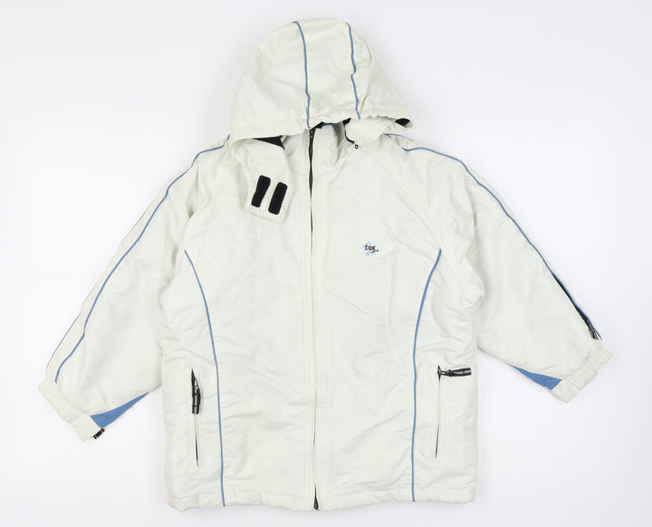 tog24 Girls White Ski Jacket 7-8 Years Winter Hooded