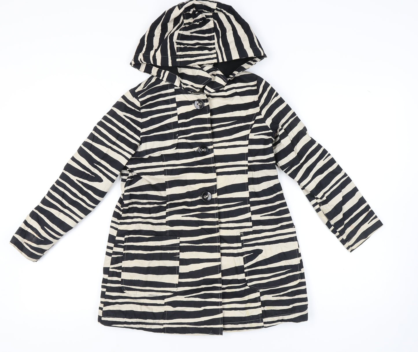 Next Girls Black Animal Print Cotton Coat 9-10 Years