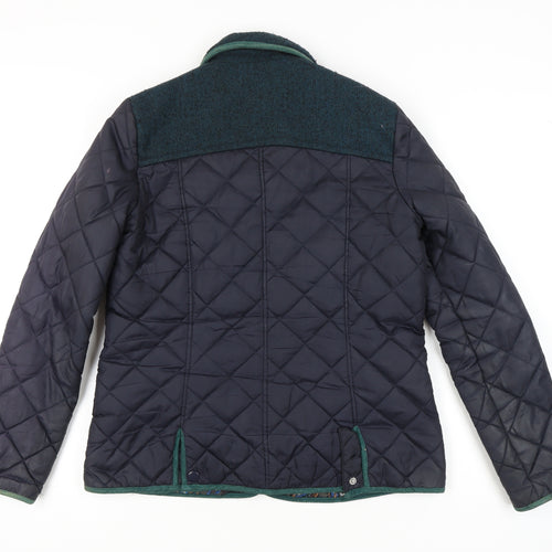 Next Women's Black Quilted Jacket, Size 12, Snap Closure