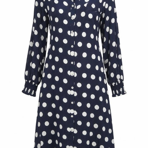 Cotton Traders Blue Polka Dot Shirt Dress Women 10