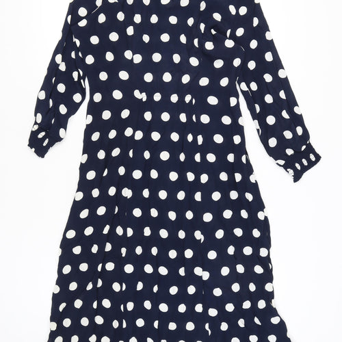 Cotton Traders Blue Polka Dot Shirt Dress Women 10