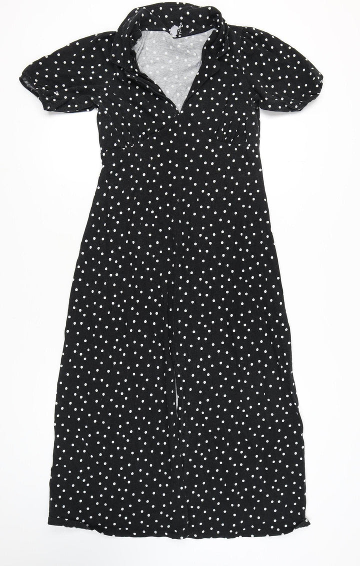 ASOS DESIGN Women's Black Polka Dot Midi Dress Sz 10