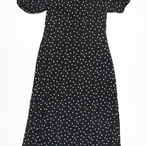 ASOS DESIGN Women's Black Polka Dot Midi Dress Sz 10