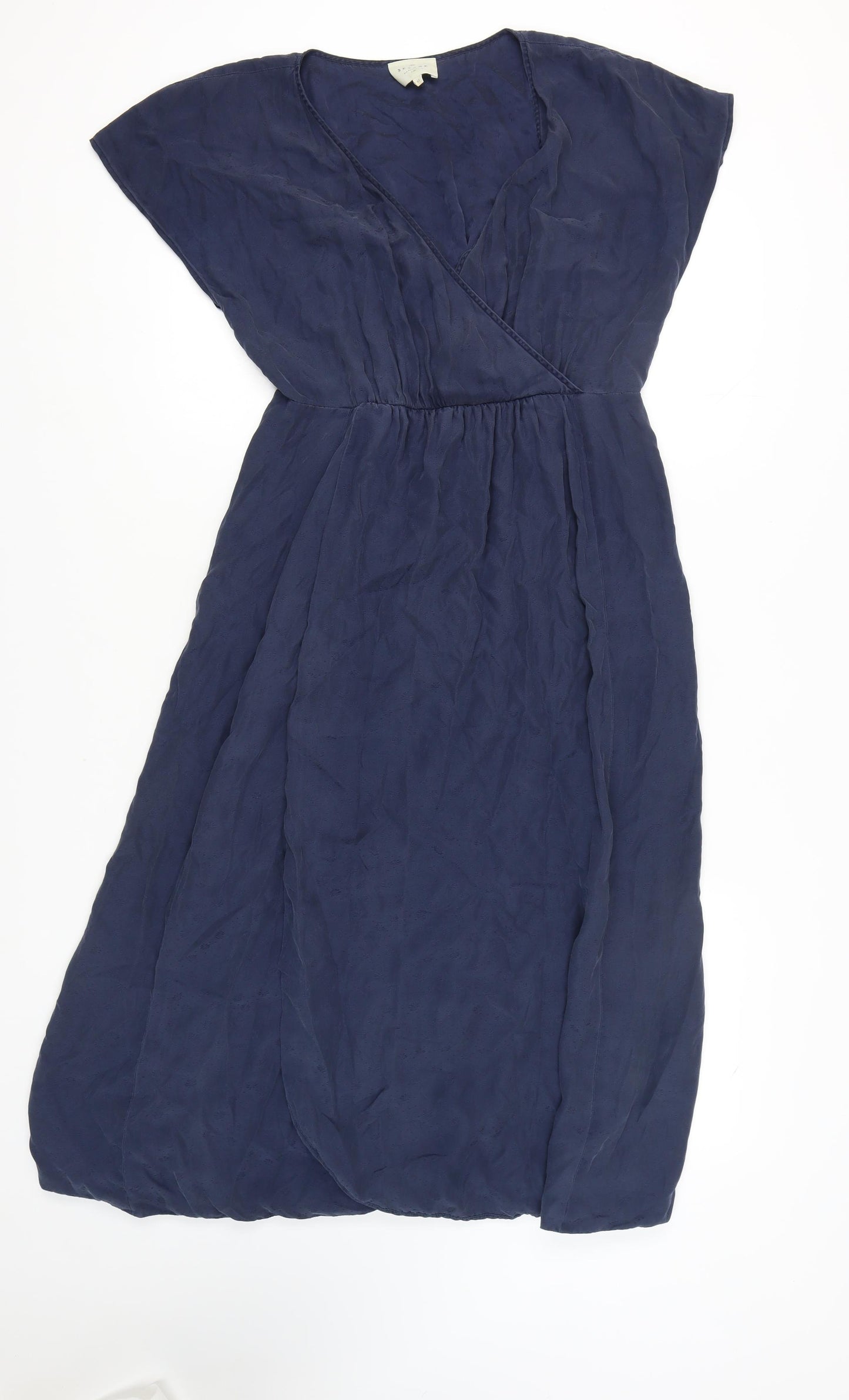Sézane Women's Blue Silk Dress Size 14 V-Neck