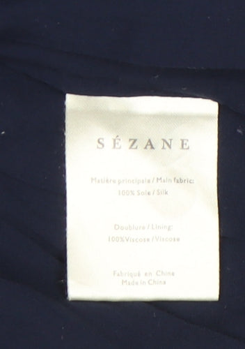 Sézane Women's Blue Silk Dress Size 14 V-Neck