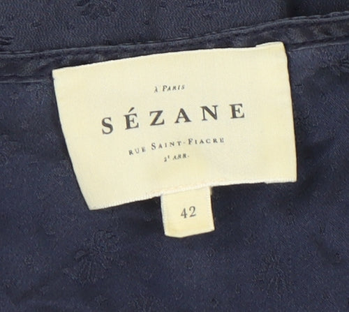 Sézane Women's Blue Silk Dress Size 14 V-Neck