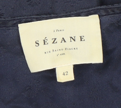 Sézane Women's Blue Silk Dress Size 14 V-Neck