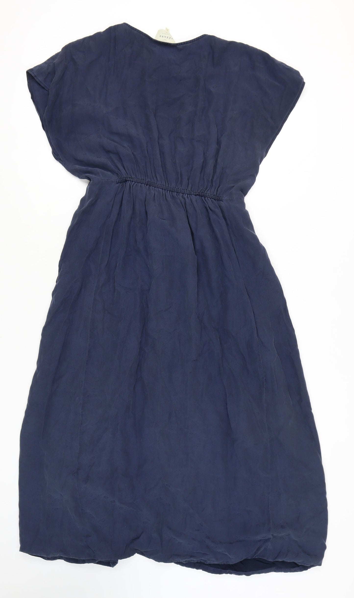 Sézane Women's Blue Silk Dress Size 14 V-Neck