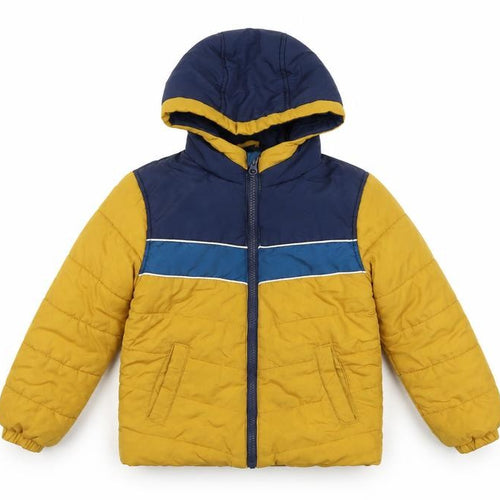 Dunnes Stores Boys Blue Yellow Puffer Jacket 5 Years Winter Hooded