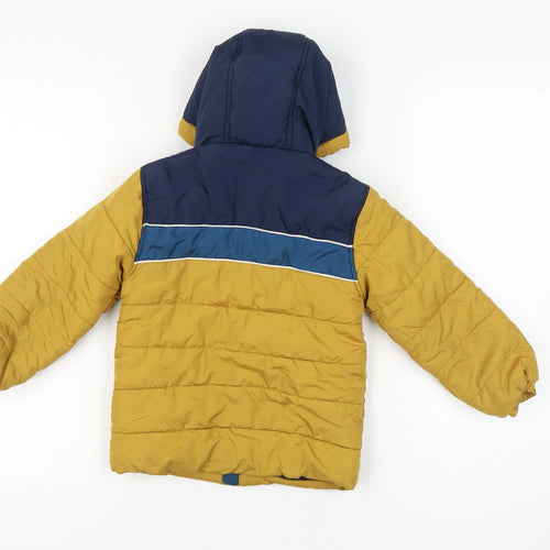 Dunnes Stores Boys Blue Yellow Puffer Jacket 5 Years Winter Hooded