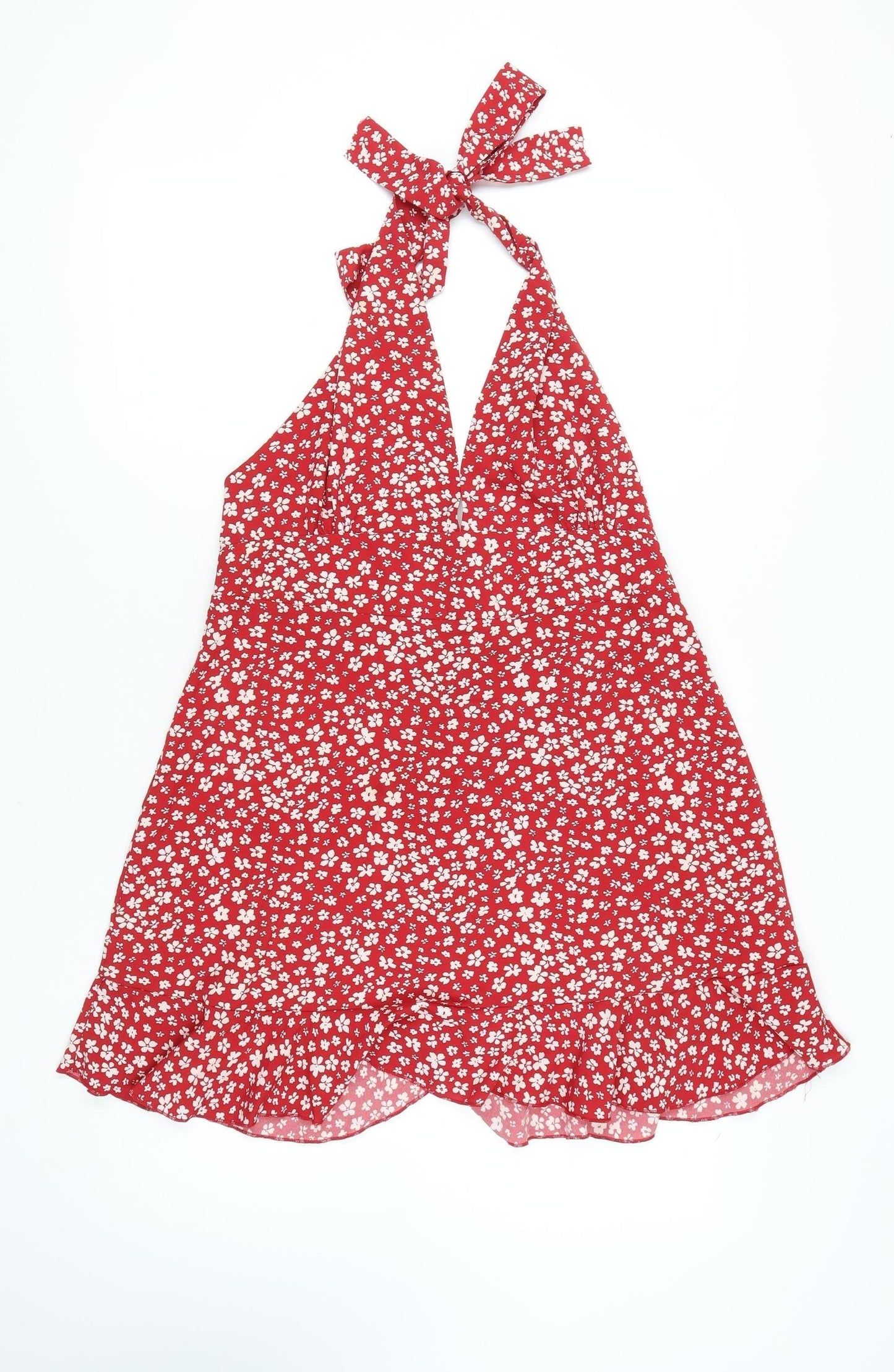 Boohoo Women's Red Floral Wrap Dress Size 18