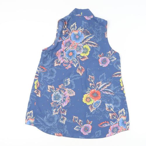 Next Women's Blue Floral Blouse, Size 6, Sleeveless, V-Neck