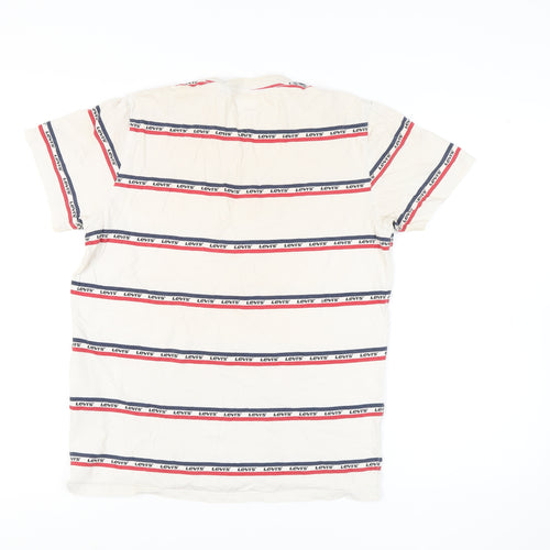 Levi's Men's Medium White Striped Logo T-Shirt