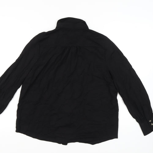 Marks and Spencer Women's Black Button-Up Shirt Size 16