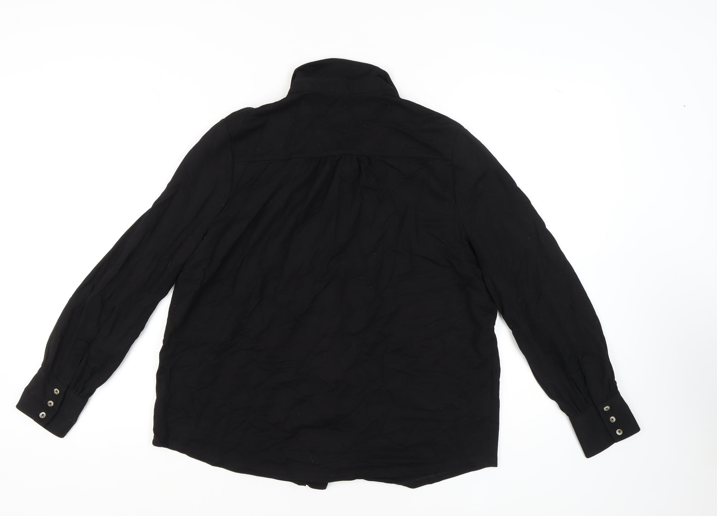 Marks and Spencer Women's Black Button-Up Shirt Size 16