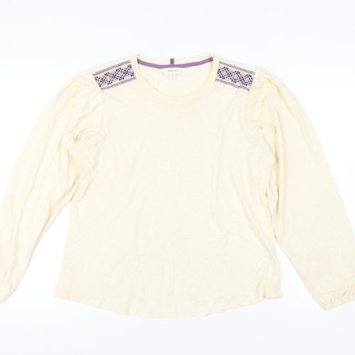 Marks and Spencer Women's Ivory Crew Neck Top, Size 14