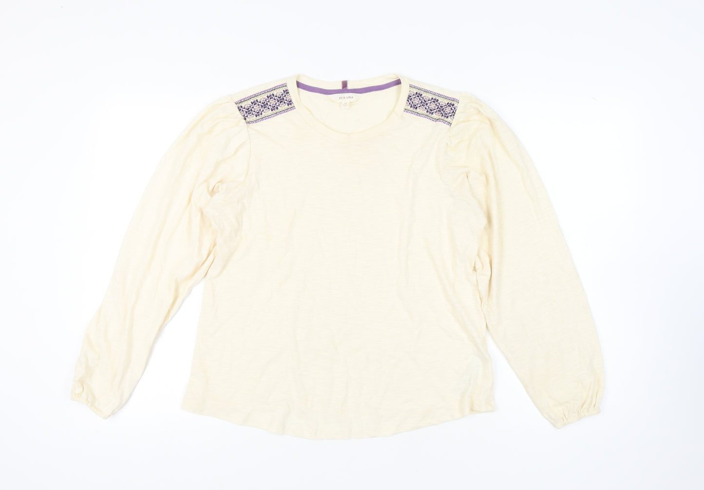 Marks and Spencer Women's Ivory Crew Neck Top, Size 14