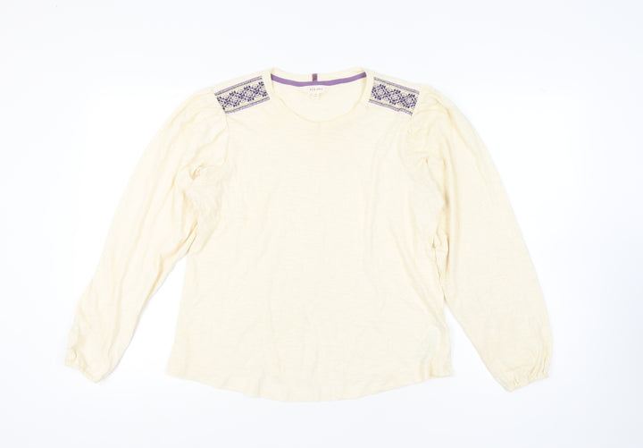 Marks and Spencer Women's Ivory Crew Neck Top, Size 14