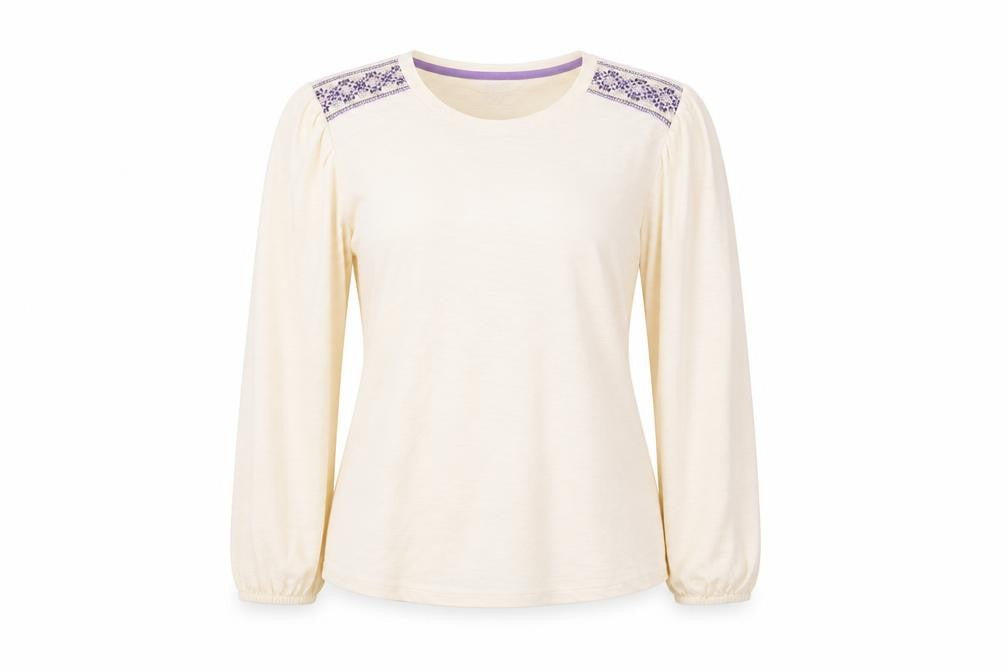 Front view of Marks & Spencer Women's Ivory Crew Neck Top, size 14