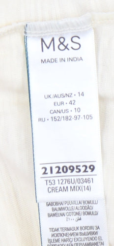 Marks and Spencer Women's Ivory Crew Neck Top, Size 14