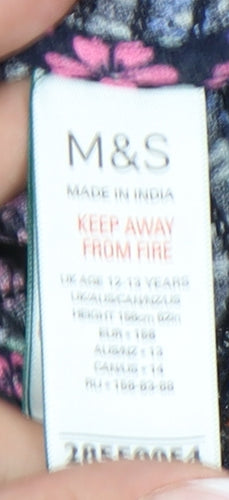 Marks and Spencer Girls Multicoloured Floral Blouse 12-13 Years