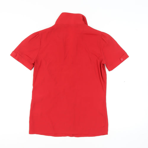 Next Women Red Button-Up Shirt in Size 8