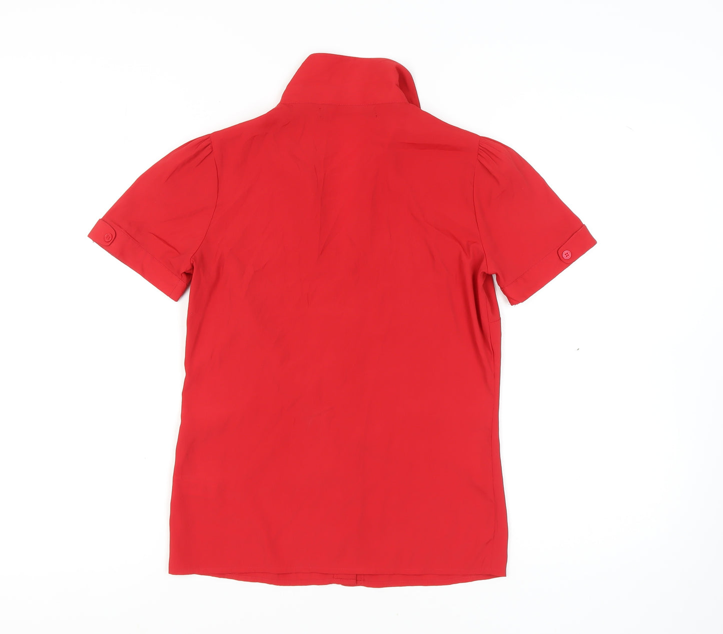 Next Women Red Button-Up Shirt in Size 8