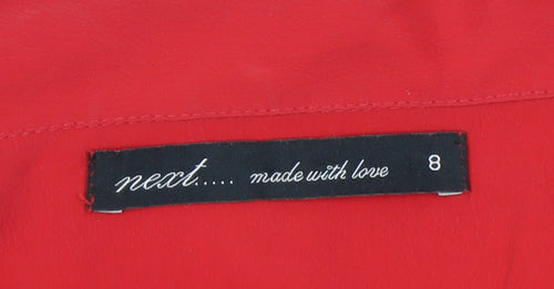 Next Women Red Button-Up Shirt in Size 8