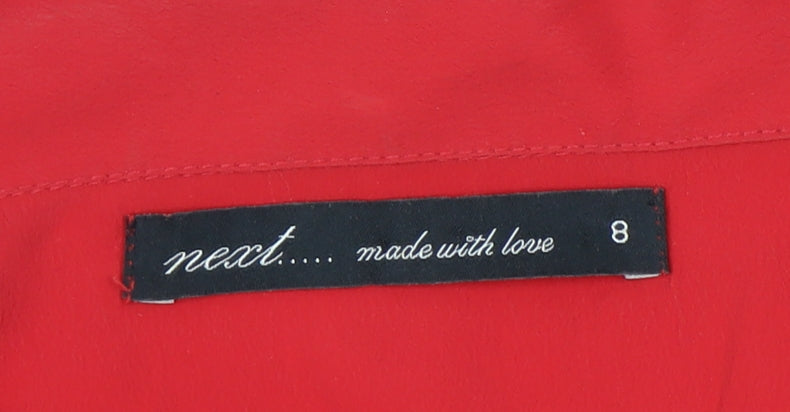 Next Women Red Button-Up Shirt in Size 8