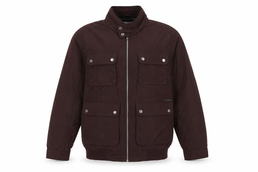 Front view of RJR.John Rocha Men's Brown Jacket, Large, Stand-Up Collar 42"-44"